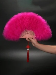 Éventail en tissu pour femmes, accessoire de danse, synthétique avec plumes et pliable, joli éventail de décoration de mariage. Meilleur cadeau pour l'anniversaire