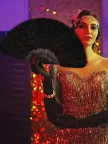 Éventail en tissu pour femmes, accessoire de danse, synthétique avec plumes et pliable, joli éventail de décoration de mariage. Meilleur cadeau pour l'anniversaire