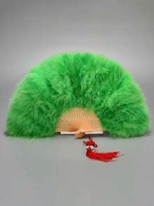Éventail en tissu pour femmes, accessoire de danse, synthétique avec plumes et pliable, joli éventail de décoration de mariage. Meilleur cadeau pour l'anniversaire