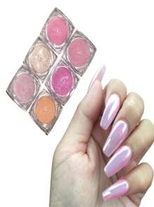 Kit With 6 Mirrored Chrome Powder Pots For Shiny Nails FJ7704/V60/FJ7706/V59/V62/V56 - Baby Pink - View 1