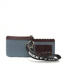 Nikky By Nicole Lee 2 Piece Lanyard Set: Card Case And Pouch, Women's Small PU Leather Wallet, Includes Card Case, Pouch With Main Zipper Closure And Optional Wristlet, Mauve/Brown, Fashion Best Friends Prints, Dog, Flowers