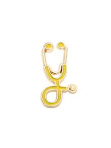 聽診器胸針，醫療系列，金屬徽章，衣服和背包裝飾，服裝配飾 - 杏色 - 查看 19