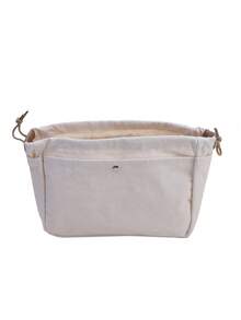 Simple Drawstring Cosmetic Bag Drawstring Travel Portable Toiletries Cosmetic Bag Beige Wash Bag - Beige - View 11