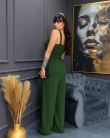 Women Jumpsuits - xanh quân đội - Xem 2