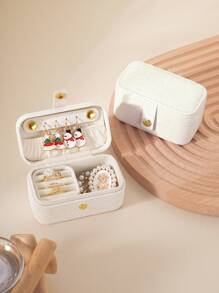 CASEGRACE 1 pièce Boîte à bijoux de voyage en PU, étui à bijoux pour femmes, organisateur portable | Petit étui à bijoux | Cadeau d'anniversaire pour femmes, cadeau pour petite amie, support à bijoux multi-grille, retour à l'école