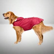 1入組小/中/大型反光寵物雨衣，帶有韁繩孔的防水和防風狗狗兜帽披風 - 黃色 - 查看 4