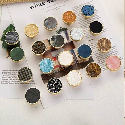 現代北歐風格單孔鋅合金圓形手柄，彩色櫥櫃門衣櫥抽屜拉手