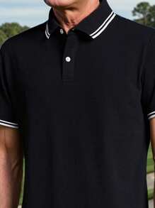 Men's Golf Casual Polo Shirt, New Business Style - Black - View 3