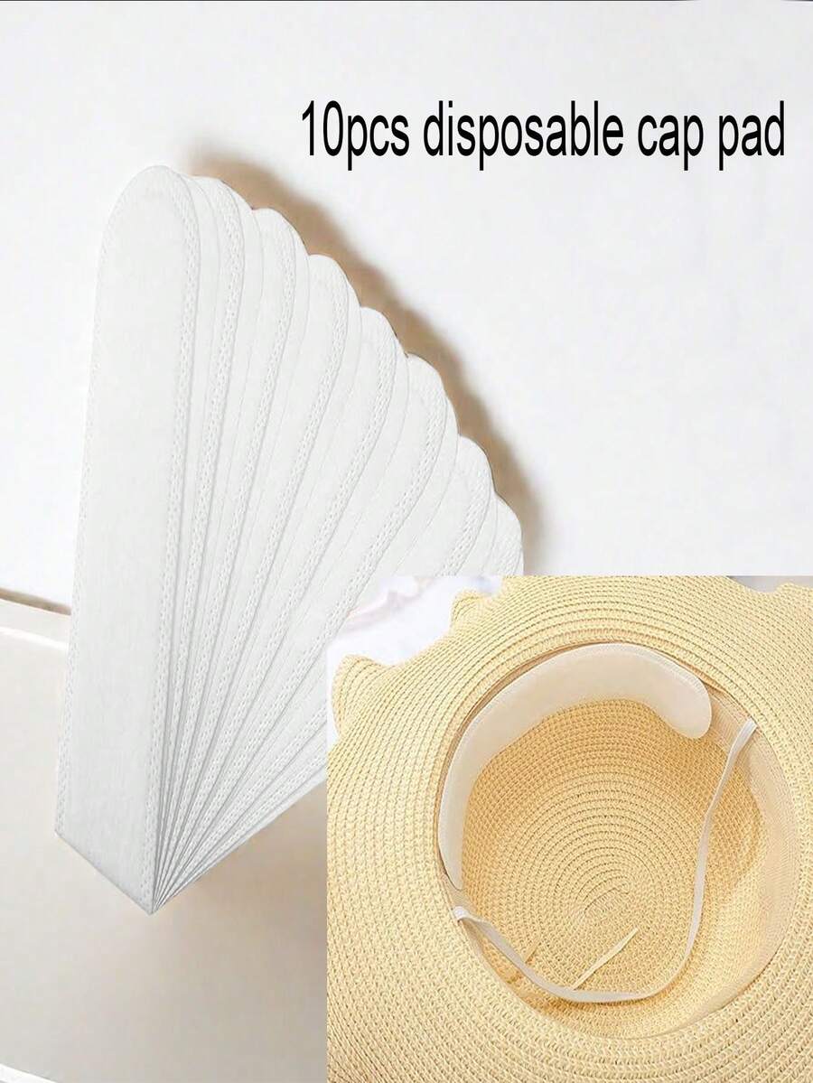 10入組帽檐一次性汗帶貼，黑色，防污、抗汗和吸汗襯里，適用於棒球帽、遮陽帽等 - 白色 - 查看 1