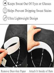 10入組帽檐一次性汗帶貼，黑色，防污、抗汗和吸汗襯里，適用於棒球帽、遮陽帽等 - 白色 - 查看 3