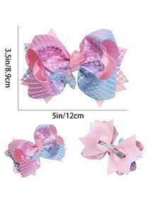 1 pieza clip de pelo con lazo de cinta decorado con cola de sirena temática oceánica para niñas, accesorio de pelo con pinza de cocodrilo para niños, ideal para vacaciones