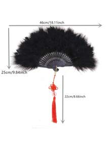 Éventail en tissu pour femmes, accessoire de danse, synthétique avec plumes et pliable, joli éventail de décoration de mariage. Meilleur cadeau pour l'anniversaire