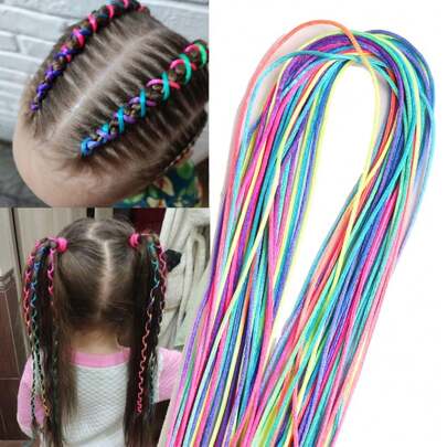 32Pcs Hair Braids Assorted Gradient Colorful Braided Hair Rope Band Set For Ponytail Braids Girl Diy Braid Hair Styling Accessories