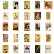 50入組復古海報蝴蝶葉子蘑菇防水DIY創意涂鴉貼紙，適用於吉他滑板車水瓶杠雪板筆記本電話殼冰箱門行李箱塗鴉貼紙 - 彩色 - 查看 7