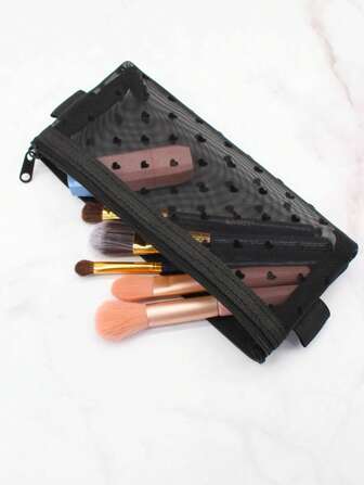 1PC Black Mesh Love Transparent Makeup Brush Lipstick Makeup Storage Bag Makeup Travel Toiletry Organizer Clear Essentials Gifts Storage Zipper Accessories Nail Bags, Makeup Bag, Vanity, Make Up Bag, Organizer, Storage, Makeup Bags, Toiletry Bag, Desk Organiser, Cosmetic Bags, Cosmetic Bag, Makeup Organiser, Makeup Pouch, Bag, Vanity, Make Up Pouch Bag, Small Makeup Bag, Cosmetic Bag, Christmas Gifts, Pouch, Clutch / Small Handbag, Makeup Organizer, Pouch, Brush Holder, Mini Pouch, Large Capacity Pouch, Gifts Christmas Gifts, Gift Ideas For Women