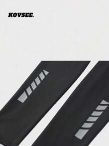 KOVSEE 女士印花瑜伽透气紧身裤，高弹力跑步健身打底裤 - 黑色 - 查看 5