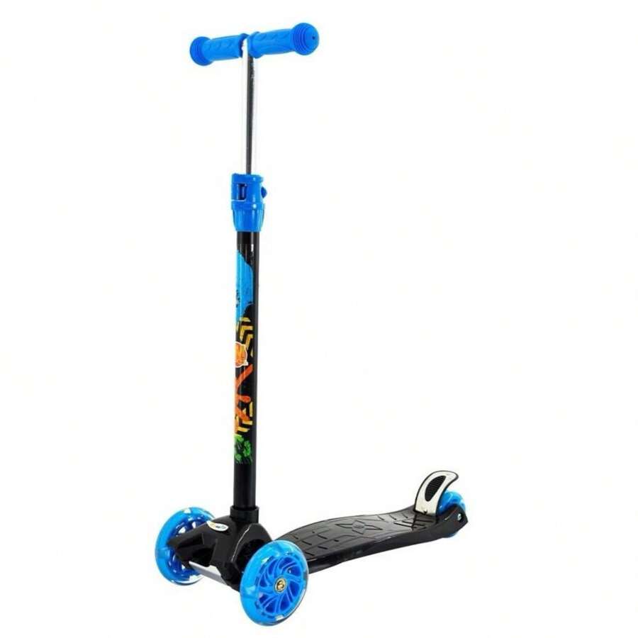Patinete Infantil Dobravel 3 Rodas Seguro Divertido Com Led - Azul - Visão 1
