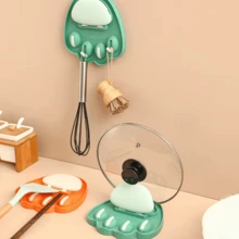 1pc Pot Lid Holder, New Creative Wall-Mounted Pot Lid Rack, Multifunctional Punching-Free Cat Claw Pot Lid Hanger, For Pot Cover, Pan And Spatula, Kitchen Organizers And Storage, Kitchen Accessories - Multicolor - View 1