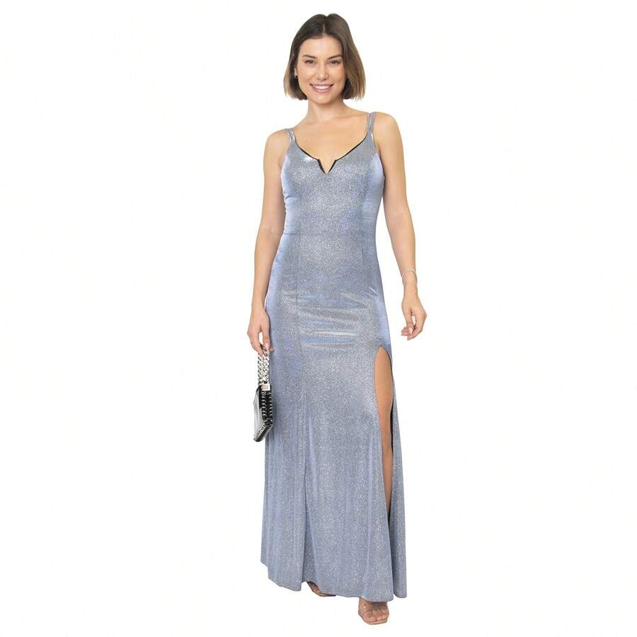 Vestido fiesta, boda, Vestidos sexys para Mujer, dobladillo inferior dividido, Vestidos Fiesta Elegantes - Azul - Ver 1