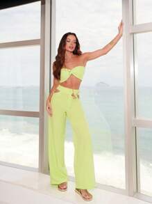 Women Two-Piece Outfits - Lime Green - View 1