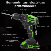 Cordless Electric Drill Driver With 2 Batteries 68vf - Black - View 2