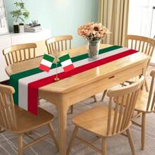 1 pieza Camino de mesa Decoración de fiesta temática italiana para cocina, comedor y hogar, decoración de mesa de lino (13 pulgadas X 72 pulgadas) - Multicolor - Ver 6