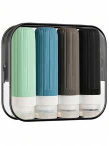 4入組盥洗用旅行瓶，防漏旅行瓶，矽膠可擠壓容器，附盥洗用袋，防漏可裝液體隨身旅行配件，適用於化妝品洗髮水或乳液，客廳，款式顏色和部分配件隨機發送 - 彩色 - 查看 17