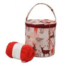 1pc Green Peony Pattern Yarn Storage Bag Knitting Organizer Tools Bag Tool Box - Apricot - View 3