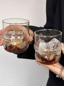 1pc可爱创意草帽玻璃杯耐热奶茶/咖啡杯冷饮杯家用水杯返校 - 無色 - 查看 1