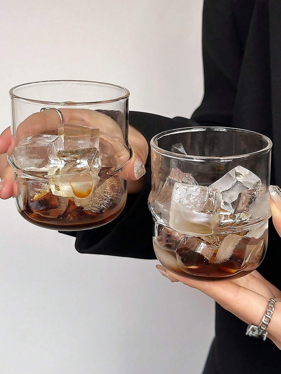 1pc可爱创意草帽玻璃杯耐热奶茶/咖啡杯冷饮杯家用水杯返校 - 無色 - 查看 1