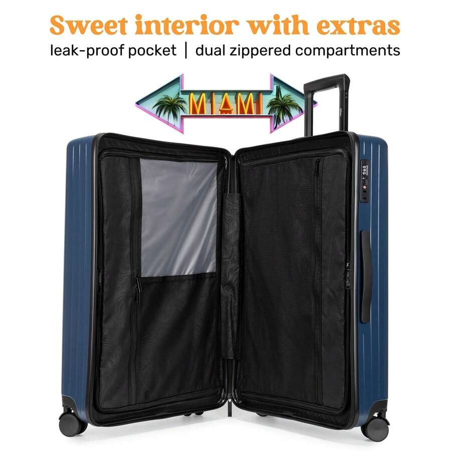 MIAMI CARRYON 2 Piece Miami CarryOn Ocean Polycarbonate Spinner Luggage Set, Lightweight, Water