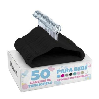 MAGMA LIFE Ganchos Aterciopelados para Ropa de Bebé, 50 Ganchos de 29 cm NEGRO