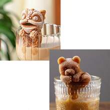 1入創意獅子掛杯冰塊模具，熊形矽膠冰塊模具，巧克力、冰塊盤，咖啡奶茶飲品模具，創意石膏糖果模具，翻糖模具，冰塊，派對，旅行，婚禮，生日，露營，畢業，單身派對，廚房，廚房物品，儲存，裝飾，戶外用品 - 白色 - 查看 10