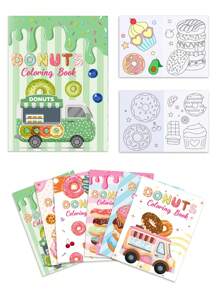 6 Piezas Libros para colorear de Animales de Granja/8 Piezas Libros para colorear de Donuts Dulces/12 Piezas Libros para colorear con Patrones de Dinosaurios, Libros de Dibujos Pequeños de Dibujos Animados, Regalo de Cumpleaños, Regalos para Profesores para Recompensar a Compañeros de Clase, Favor de Fiesta, Navidad - Multicolor - Ver 8