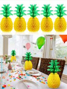 5 piezas Decoración con bola de panal de piña, decoración colgante de mesa de papel de piña, decoración de fiesta tropical hawaiana y selva, regalo, comedor al aire libre, ornamento de camping, fiesta con tema de frutas, decoración para bautizo y baby shower, decoración para revelación de género, farolillo de papel, Navidad