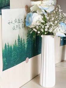 1入組多功能陶瓷白色小花瓶，現代極簡水培花藝擺設，可用於電視柜、酒櫃、餐桌、客廳、辦公室裝飾花瓶 - 彩色 - 查看 3