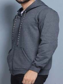 Moletom com Zíper Blusa de Frio Fechado Flanelado Moleton Com Capuz Blusão Casaco de Algodão Unissex Feminino Masculino Liso Sem Estampa