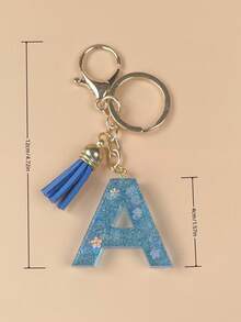 1 件树脂字母钥匙扣首饰，手工首饰，适用于女士包包、配饰、吊饰、手机配件外壳、汽车吊坠、花瓣亮片 - 淺藍色 - 查看 7