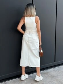 Women Denim Skirts - 白色 - 查看 2