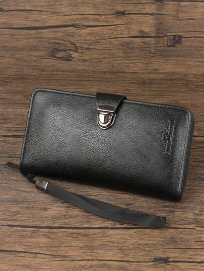 HOVI'S Ví đựng thẻ kinh doanh màu đen thời trang và đơn giản có sức chứa lớn đựng thẻ, điện thoại di động và tiền mặt cho nam Ví dài Ví đeo tay