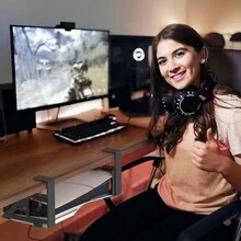 PS5遊戲機底座桌面收納架，纖薄型PS5穩定支撐底座架，支援橫式/懸掛式擺放，適用於家庭/辦公室/電玩安裝，防塵設計，亦適用於控制器 - 黑色 - 查看 7