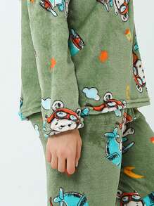 Conjunto de pijamas familiares para mujeres, cómodos y relajados - Verde - Ver 11