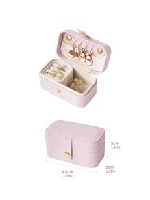 CASEGRACE 1 pièce Boîte à bijoux de voyage en PU, étui à bijoux pour femmes, organisateur portable | Petit étui à bijoux | Cadeau d'anniversaire pour femmes, cadeau pour petite amie, support à bijoux multi-grille, retour à l'école