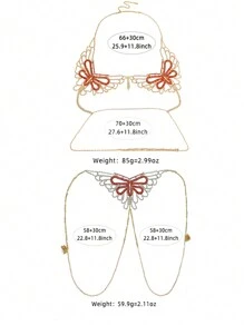 Gợi cảm Đỏ  Loại bướm & Đồ trang trí Rhinestone bờ biển Áo bikini Và Đáy Bộ Với Dây chuyền cơ thể - Vàng - Xem 5