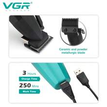 VGR Hair Clipper, Professional Electric Hair Trimmer Cordless Hair Cutting Machine With Charging Base For Salon And Home Use, Model V-003, Green Color With Box - Green - View 6