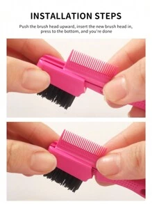 3pcs Hair Styling Comb And Brush, Includes 1 Eyebrow And Hair Brush And 2 Replacement Brush Heads, Hair Styling Comb Set Tease Mouse Tail Brush, Double Sided Control Hair Brush, Edge Control Brush, Burr Brush For Edge And Back Brush, Comb, Women Smooth Hair