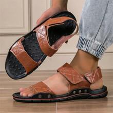 Heren Zomer Leren Pantoffels Antislip Open Teen Sandalen, Modieuze Outdoor Strand Schoenen Voor Heren