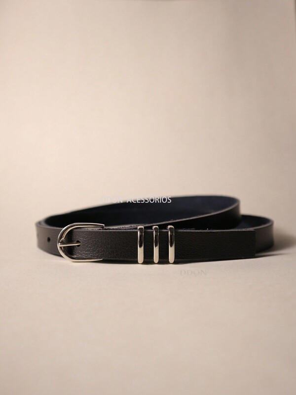 cinto feminino sintetico sem costura 1.5cm fivela prata 3 passardor