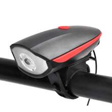 Lanterna Farol Com Buzina Bike Prova D'água Usb Led + Sinalizador Pisca Traseiro Bike Ciclista Mtb - Preto - Visão 3