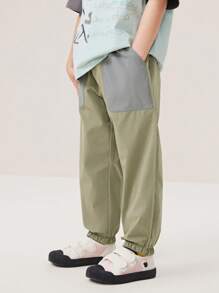 mini bala 男童女童休闲裤夏季宝宝四面弹力速干凉感长裤子 - 綠色 - 查看 3